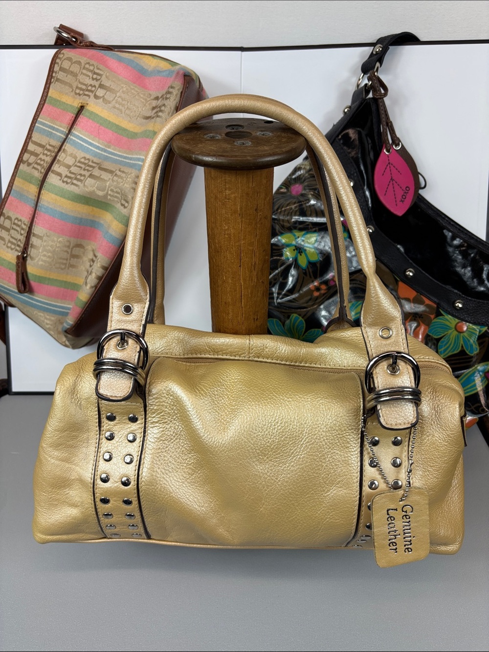 3/$18 Leather Metallic Gold + Y2K style + floral vinyl Lot of 3 …$4.99shipping